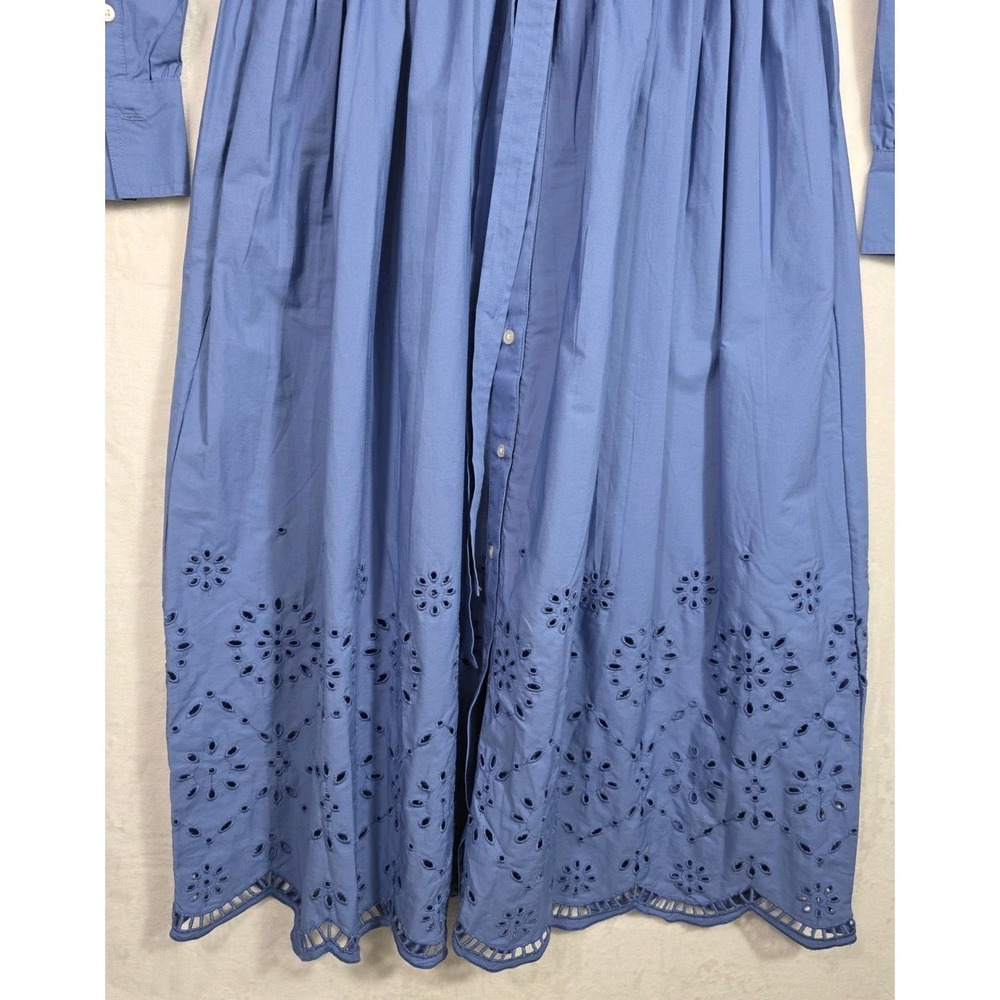 Free Assembly Blue Eyelet Shirt Dress Cotton Midi Button Front S NWT - Picture 4 of 11